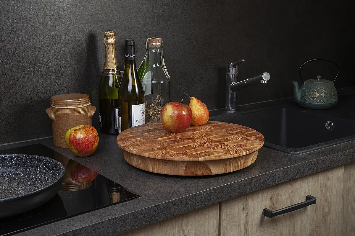 Billot rond en Frêne-Olivier diamètre 38.5 x 6 cm (épaisseur bois 5 cm)