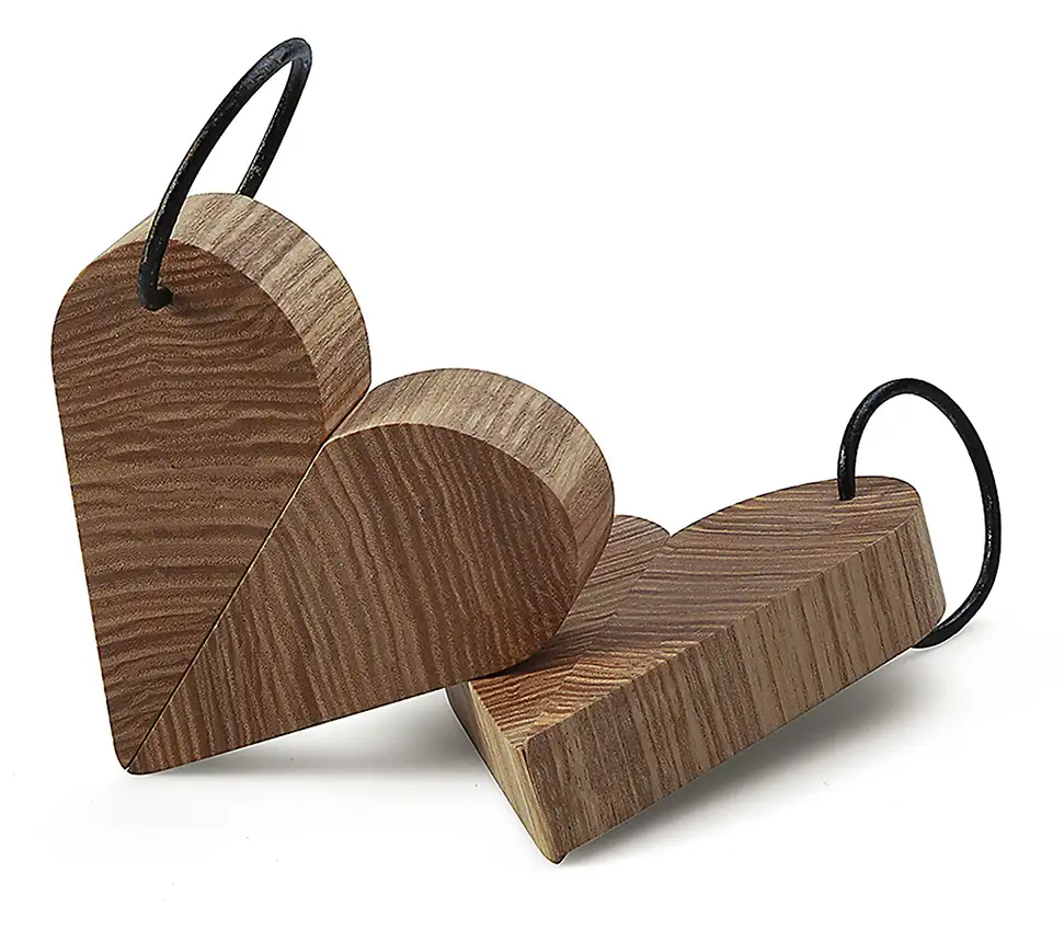 lot de 2 accroches-cœur en Frêne-Olivier