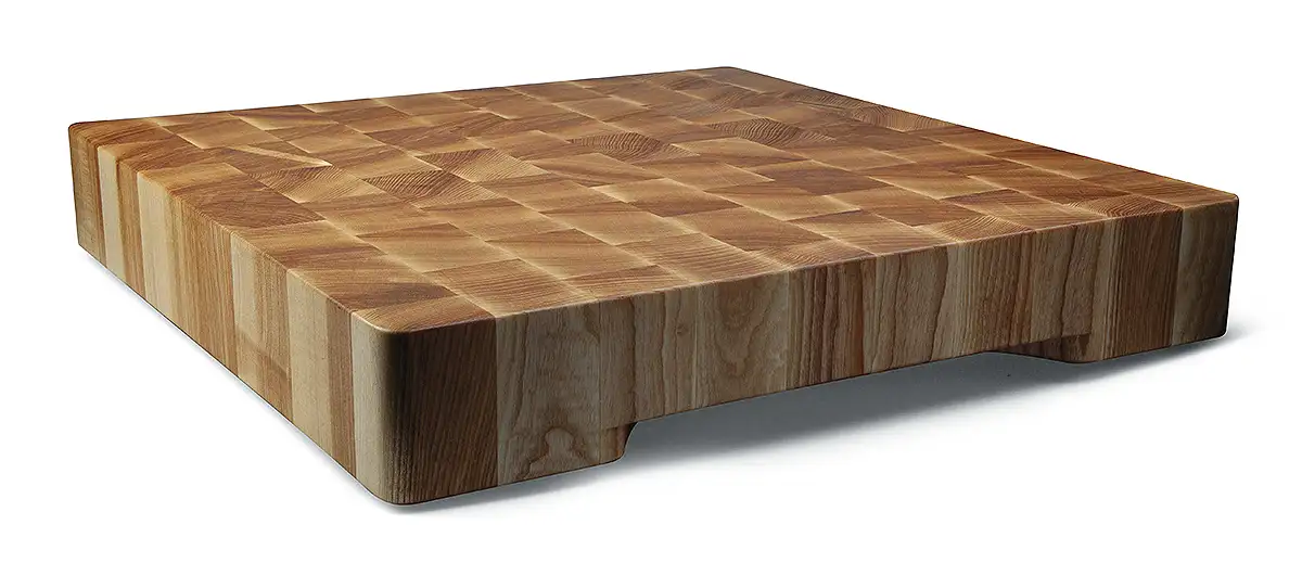 Billot de boucher bois debout en Frêne gris 45 x 45 x 8 cm (épaisseur bois 7 cm)