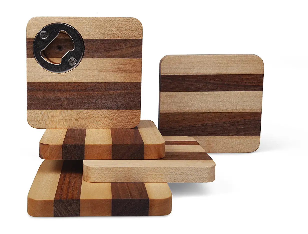 Lot de 5 Dessous de verre (sous-bock) en bois précieux