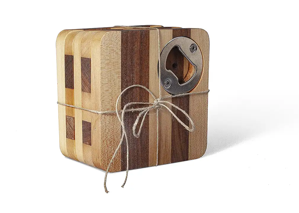 Lot de 5 Dessous de verre (sous-bock) en bois précieux