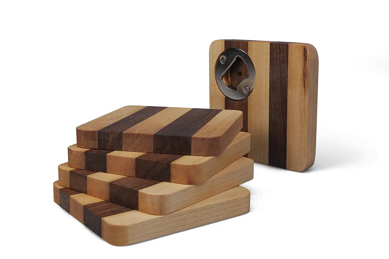 Lot de 5 Dessous de verre (sous-bock) en bois précieux