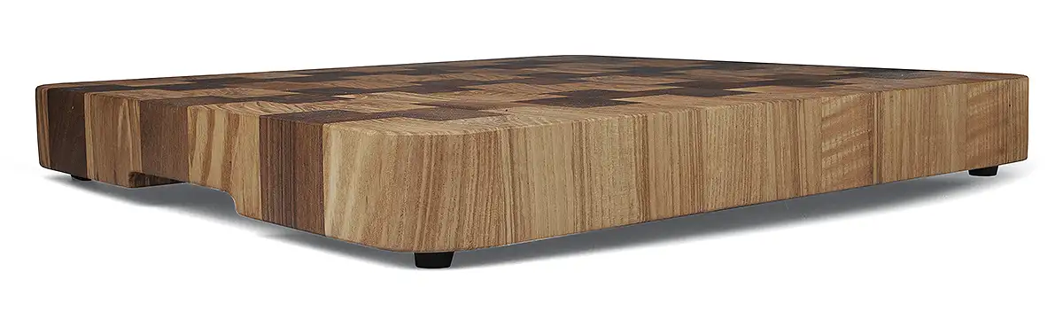 Planche à découper en Frêne-Olivier et Noyer 33 x 36 x 5 cm (épaisseur bois 4 cm)